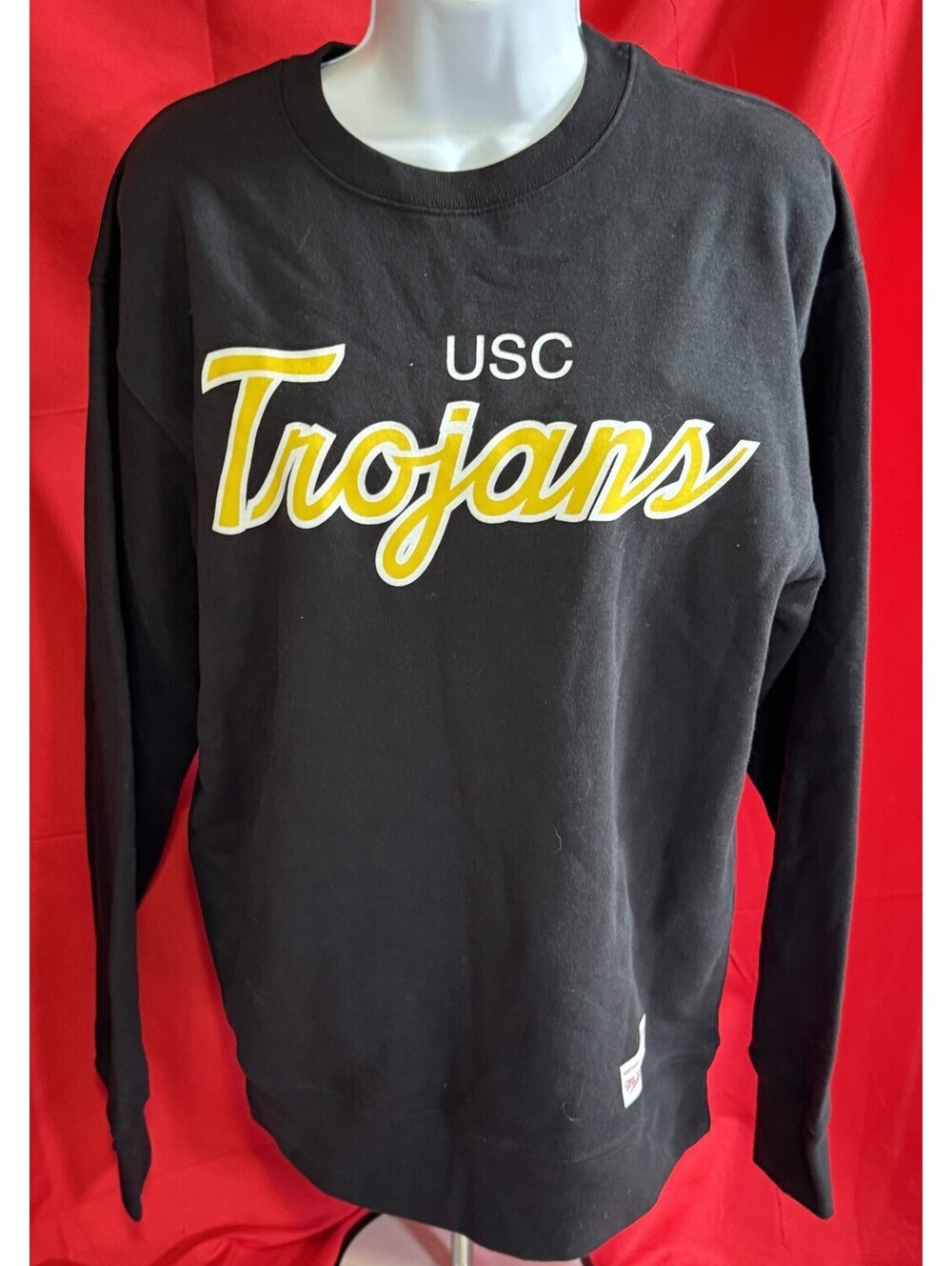 USC Trojans Mitchell & Ness Elite Script Pullover Black Sweatshirt Mens S NWT